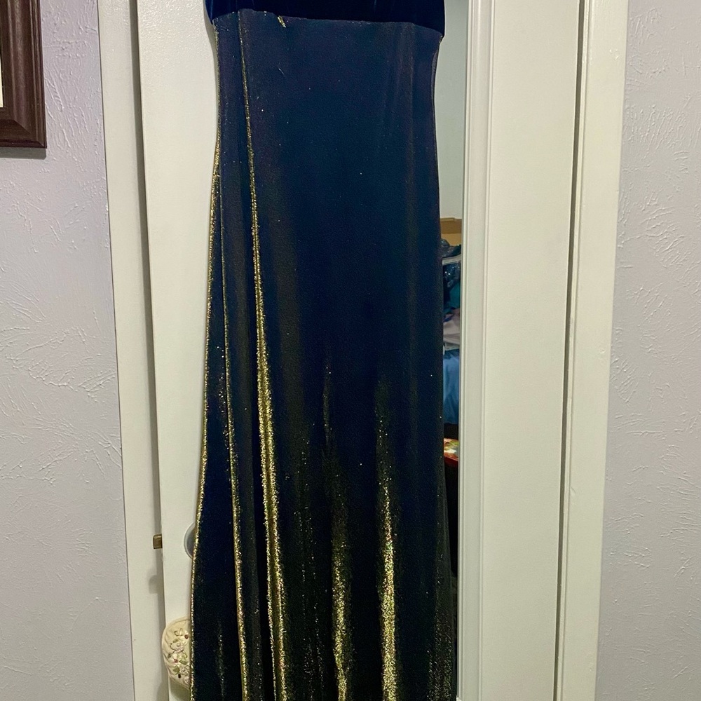 Elegant Blue and Gold Gown